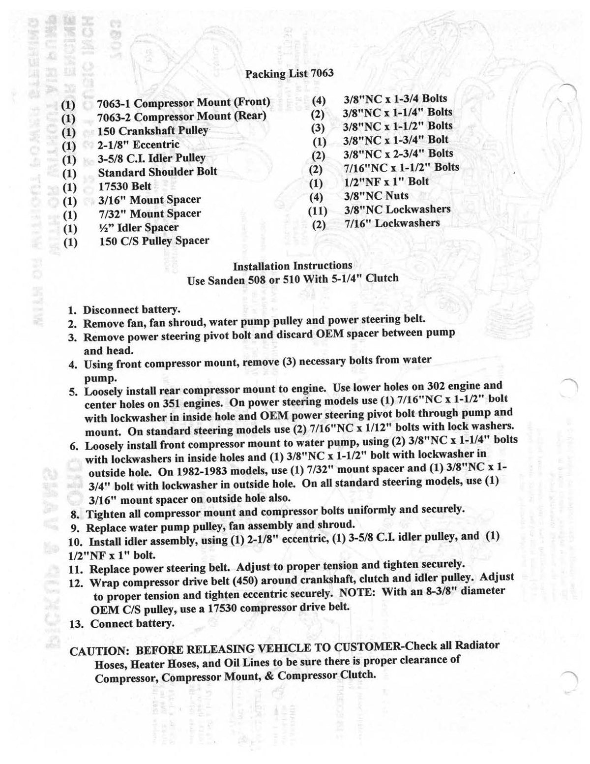 1979 - 1984 302 351 Windsor Engine Compressor Bracket