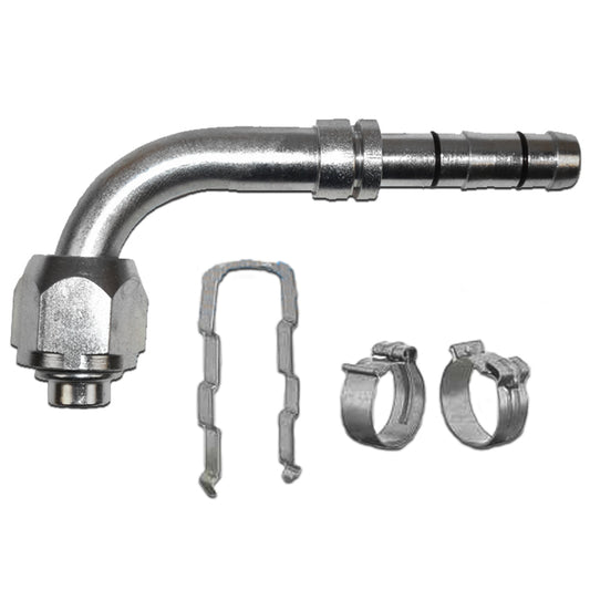 #12 90 Degree Female Step Down O-ring E-Z Clip Fitting to #10 Hose