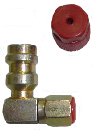 90 Degree R-12 to R-134a High Side Adapter 7/16"